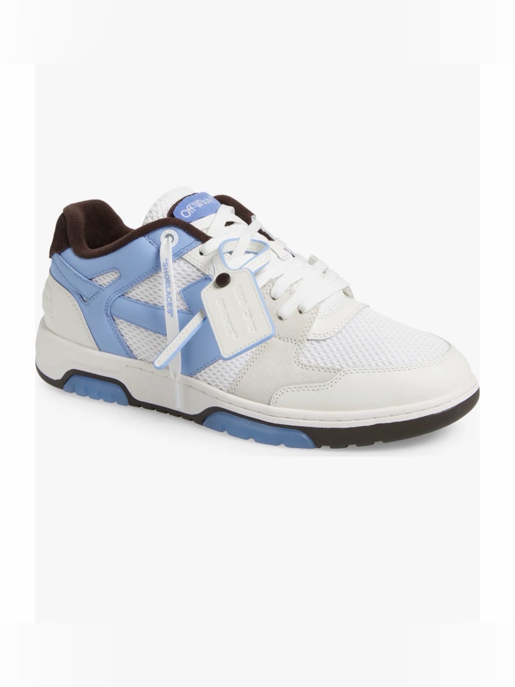 Off-White Mens White & Light Blue Arrow Low-Top Sneakers